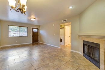 Living Room With Fireplace at Cedar Ridge in Prescott, AZ